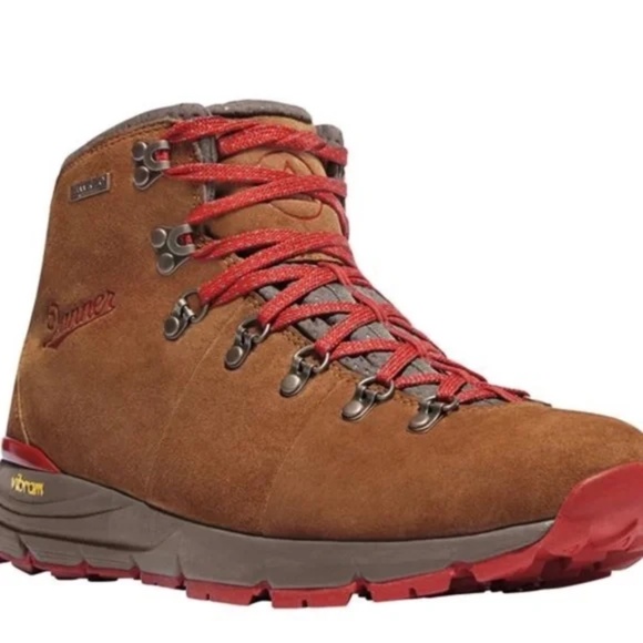DANNER WOMEN'S MOUNTAIN 600 BROWN/RED Waterproof Vibram Size 9.5 - Picture 2 of 12